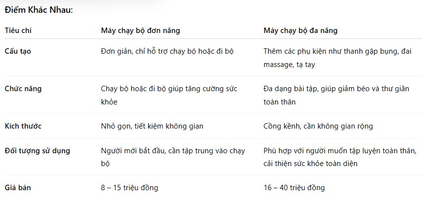 máy chạy đơn năng và máy chạy đa năng